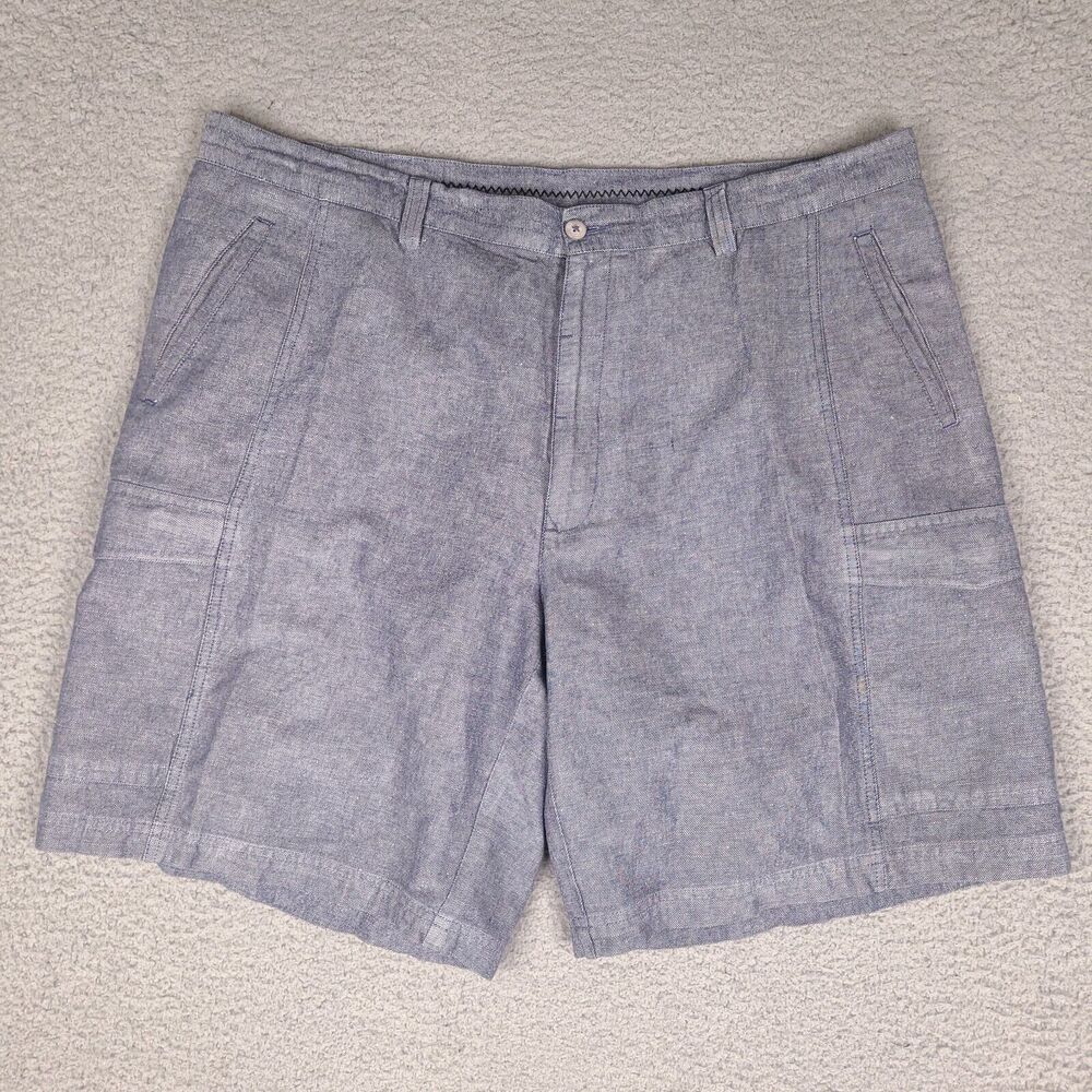 Cubavera Shorts Mens 41 Blue Linen Cotton Blend Cargo‎ Casual